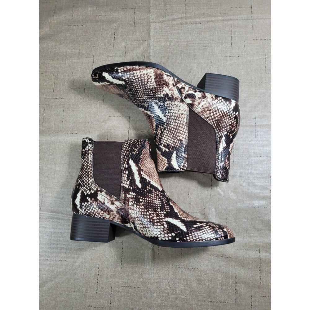 Alex Marie Ankle Boots Women's Size 6 M Brown Python Print Leather Fabric 650 - Picture 7 of 9